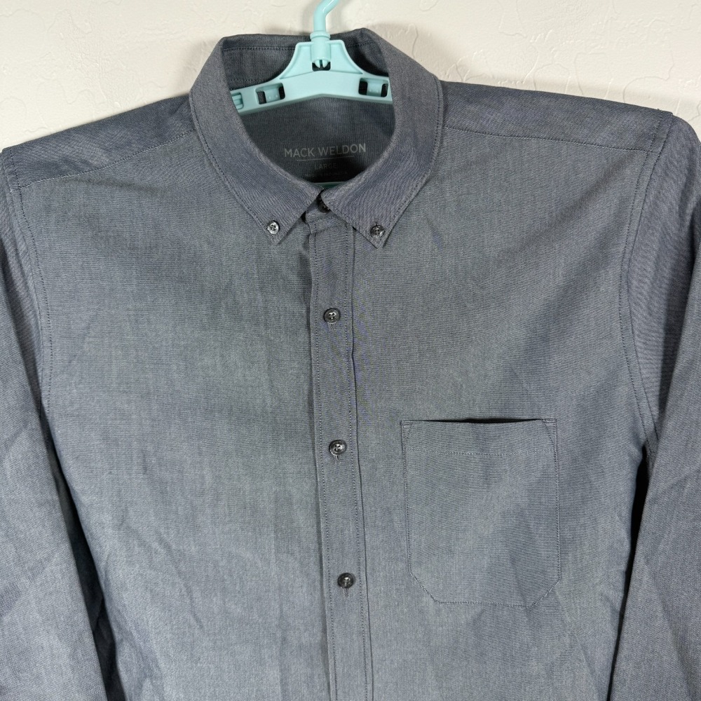 Mack Weldon Shirt Mens Large‎ Blue Button Down Oxford Long Sleeve Pocket